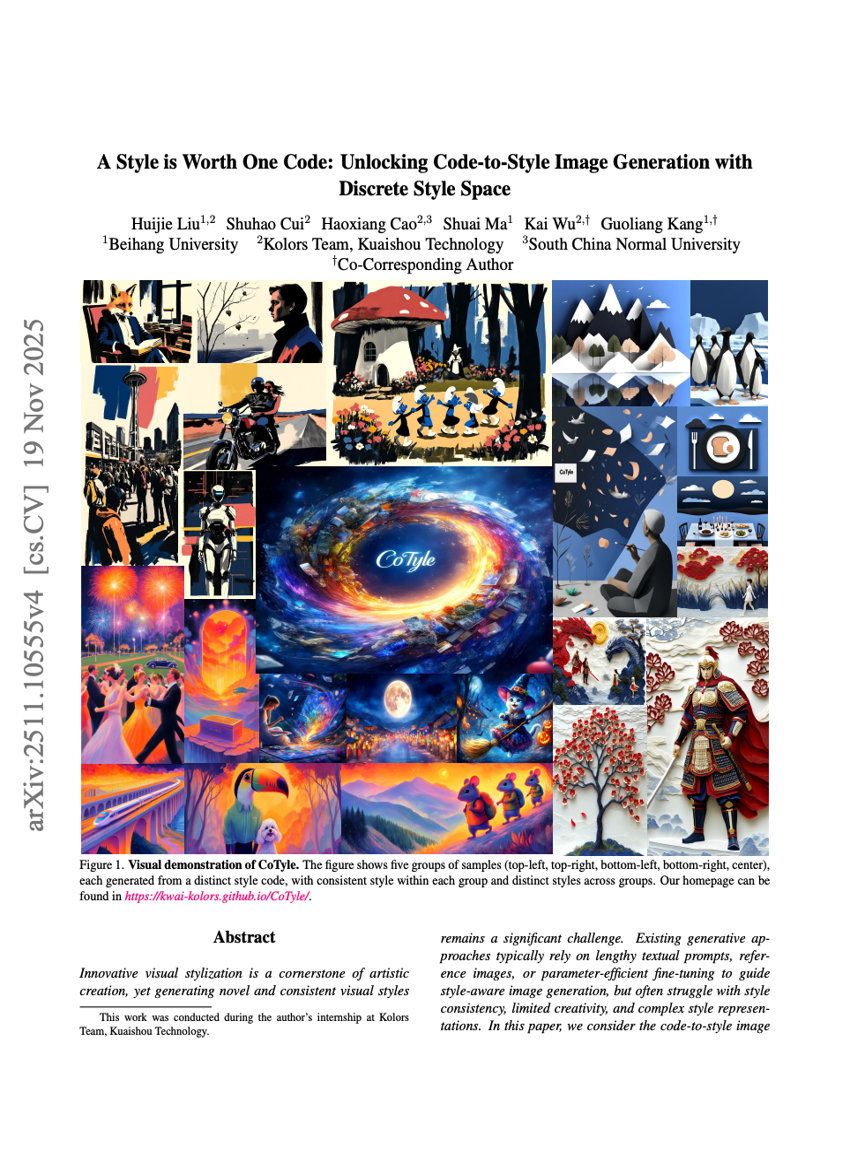 一种风格胜过一行代码：通过离散风格空间实现代码到风格图像的生成