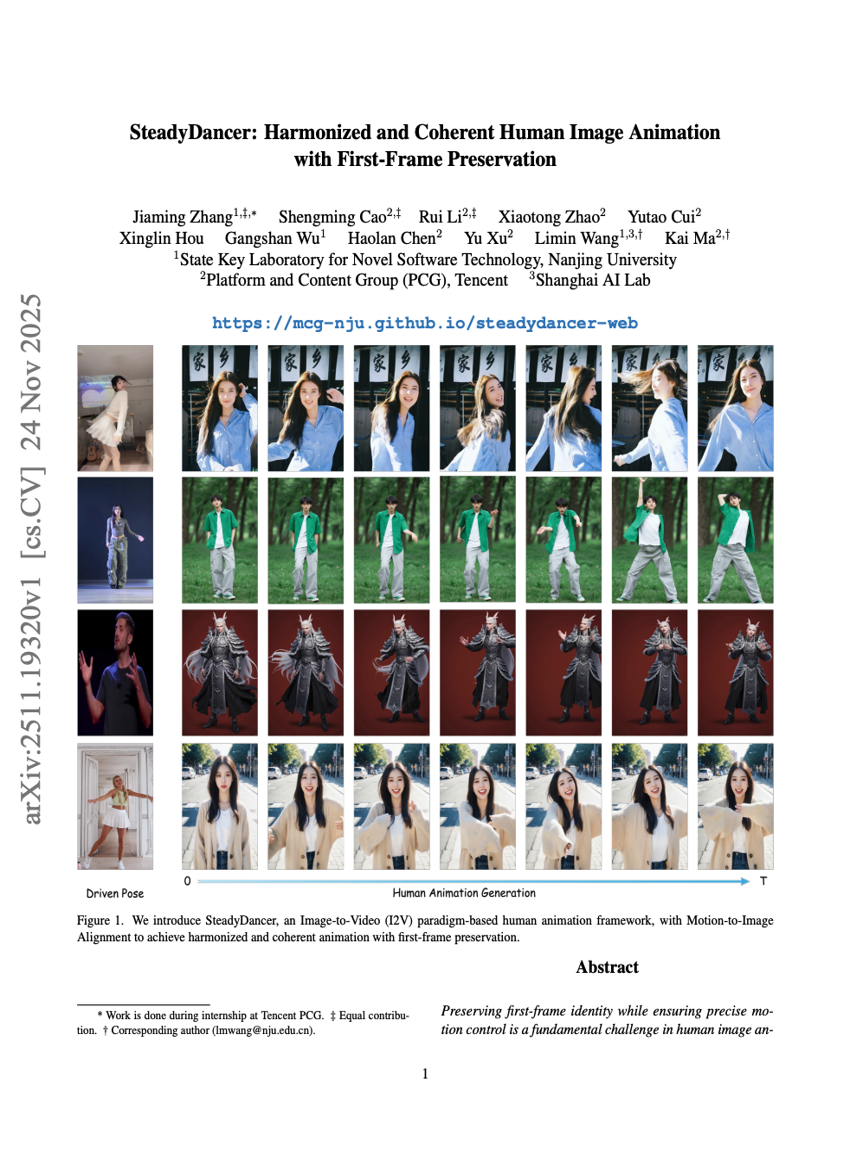 SteadyDancer：基于首帧保留的协调一致的人体图像动画