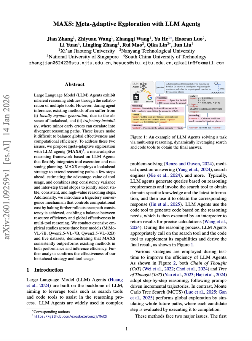MAXS: Meta-adaptives Erkunden mit LLM-Agenten
