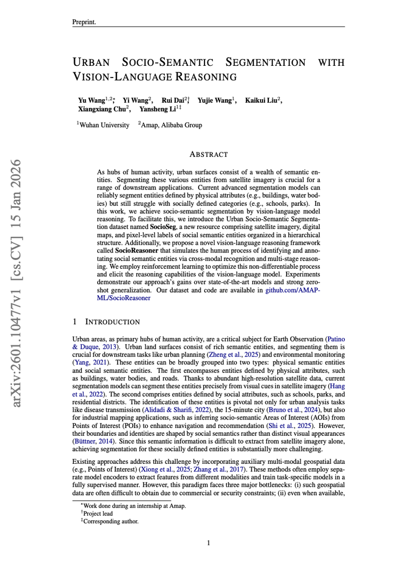 Städtische sozio-semantische Segmentierung mit Vision-Language-Reasoning