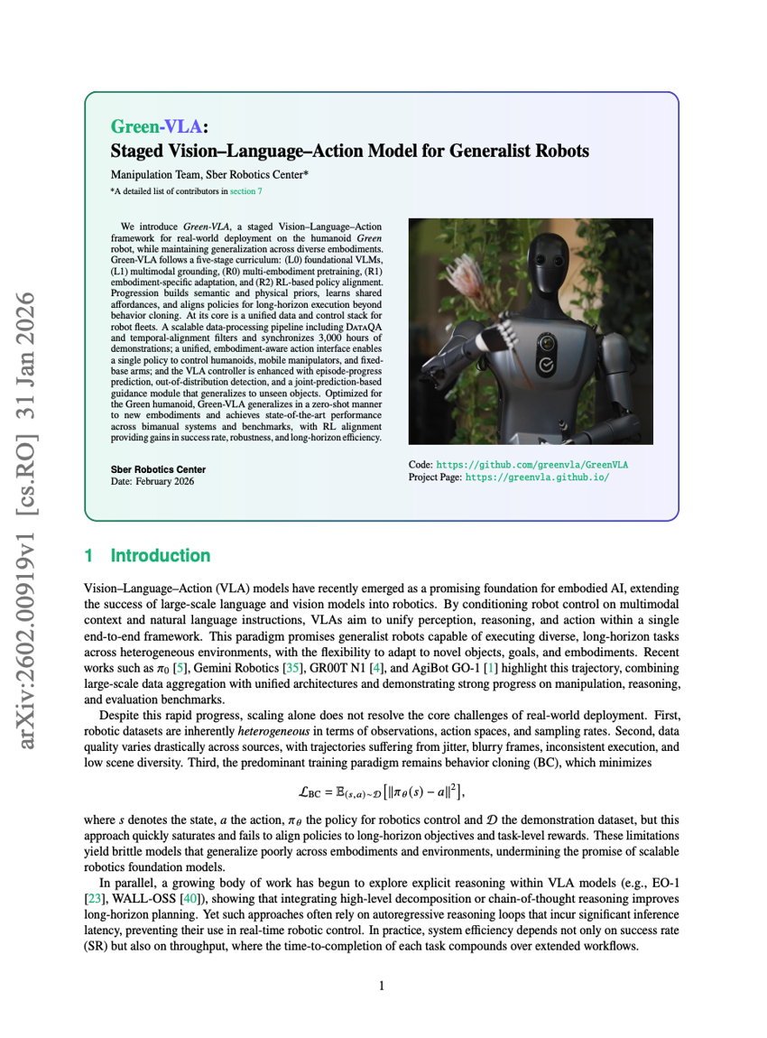 Green-VLA: Staged Vision-Language-Action Model for Generalist Robots