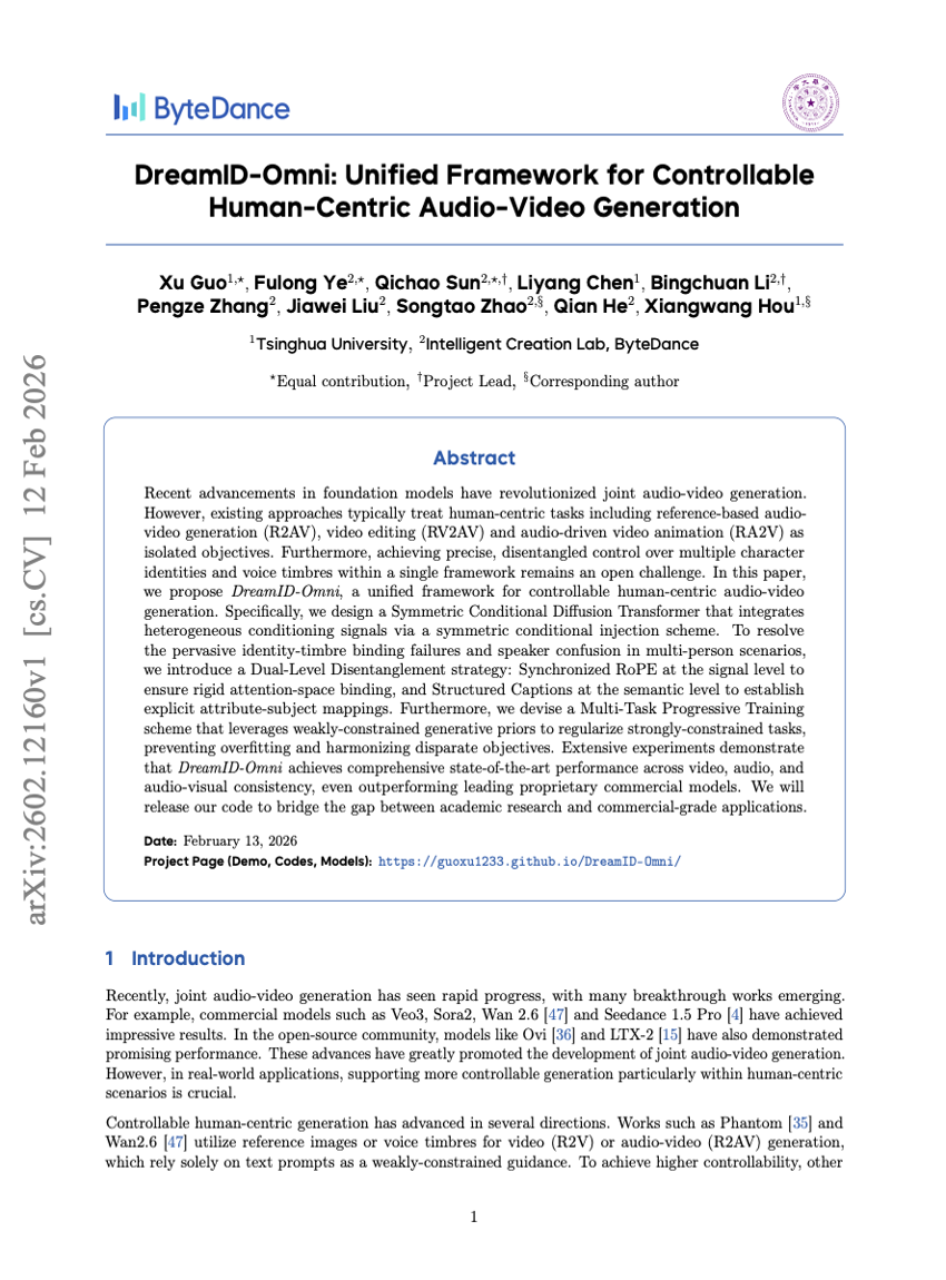 DreamID-Omni: Unified Framework for Controllable Human-Centric Audio-Video Generation