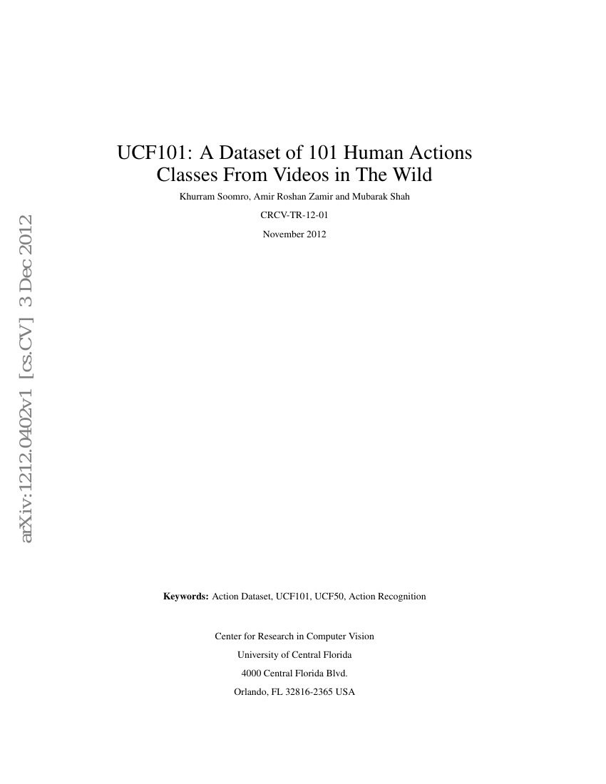 UCF101:一个包含101类人类动作的野外视频数据集