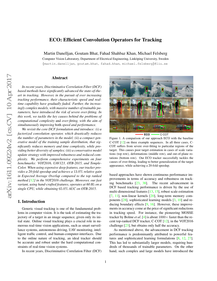 ECO:用于跟踪的高效卷积算子