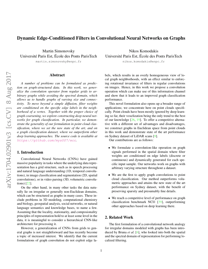 图卷积神经网络中的动态边条件滤波器