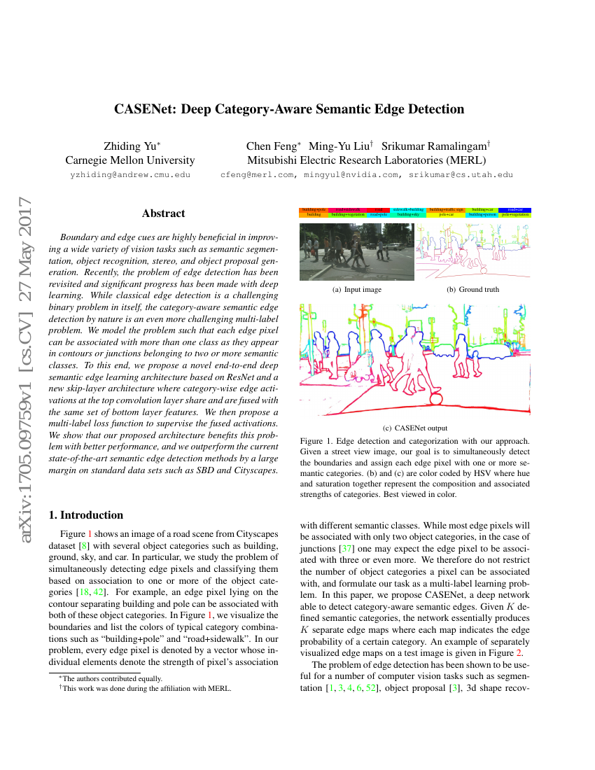 CASENet:基于类别的深度语义边缘检测