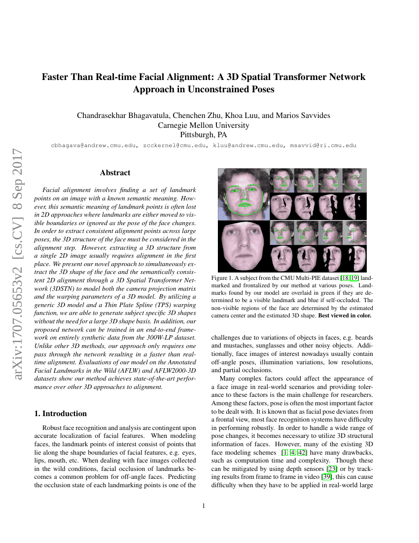 实时面部对齐加速：基于3D空间变换网络的无约束姿态方法