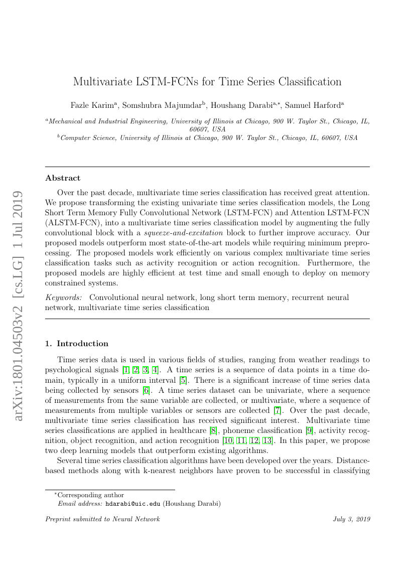 多变量LSTM-FCNs用于时间序列分类