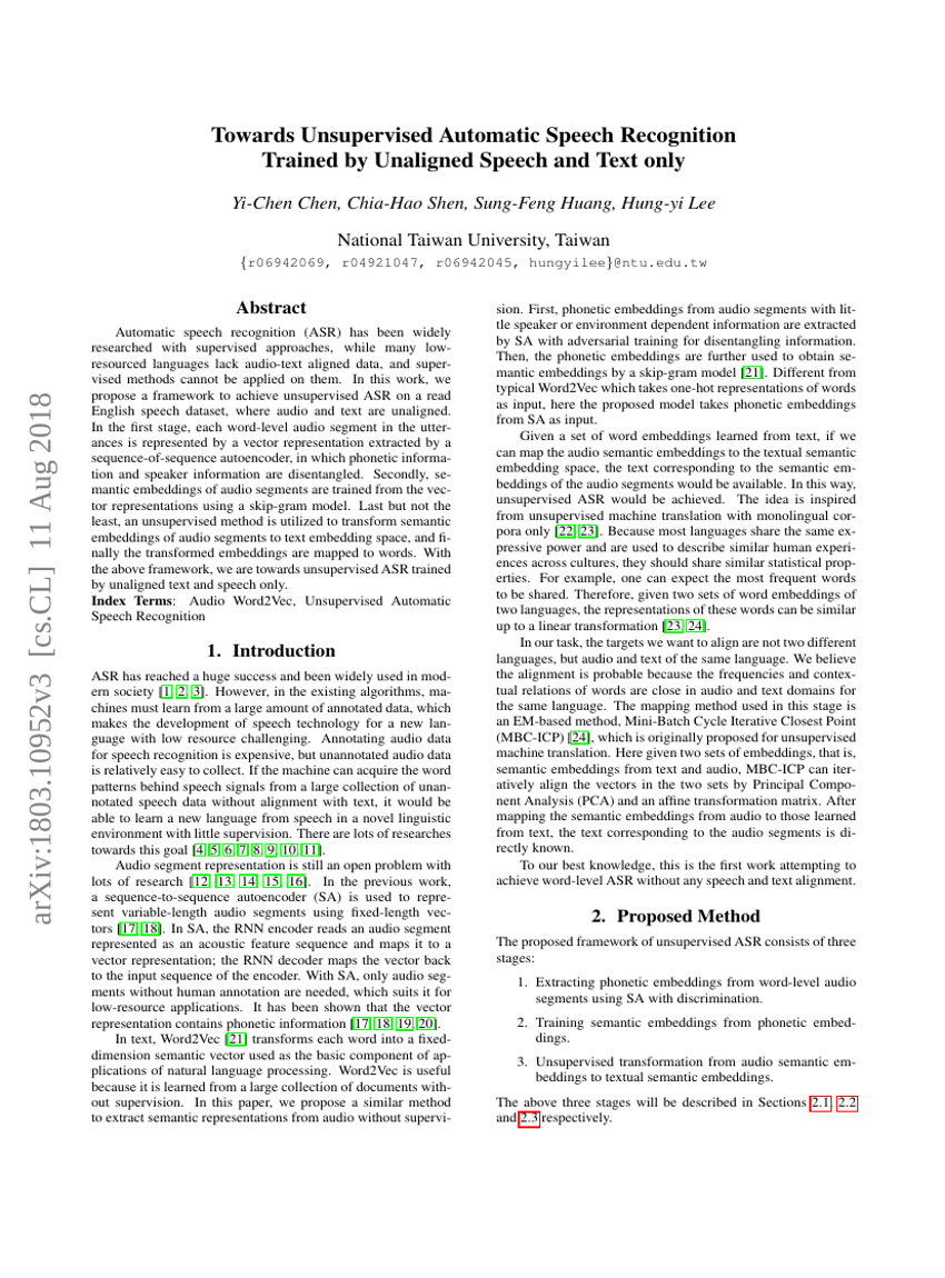 Towards Unsupervised Automatic Speech Recognition Trained by Unaligned Speech and Text Only