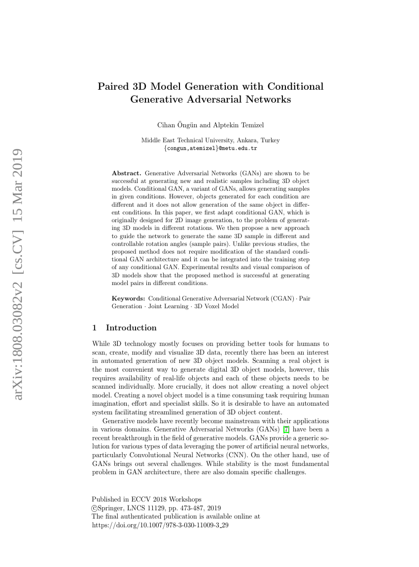Paired 3D Model Generation with Conditional Generative Adversarial Networks