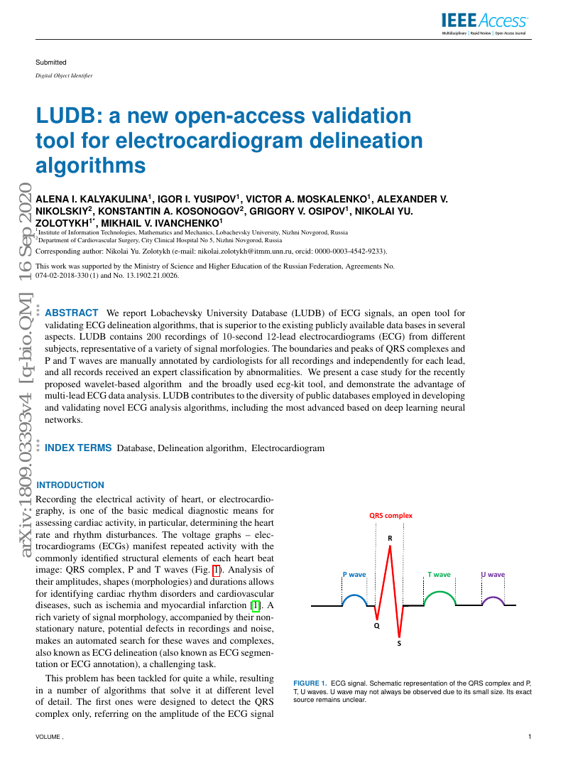 LUDB:一种新的开放获取心电图划分算法验证工具