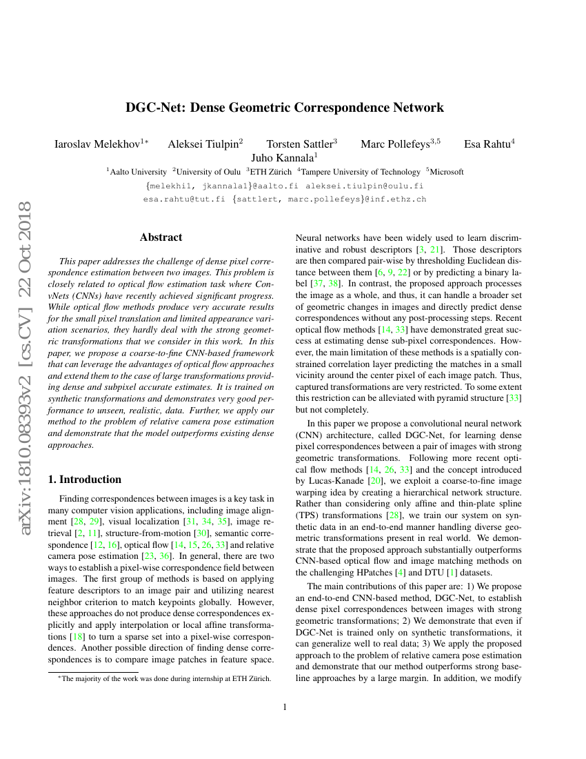 DGC-Net:密集几何对应网络
