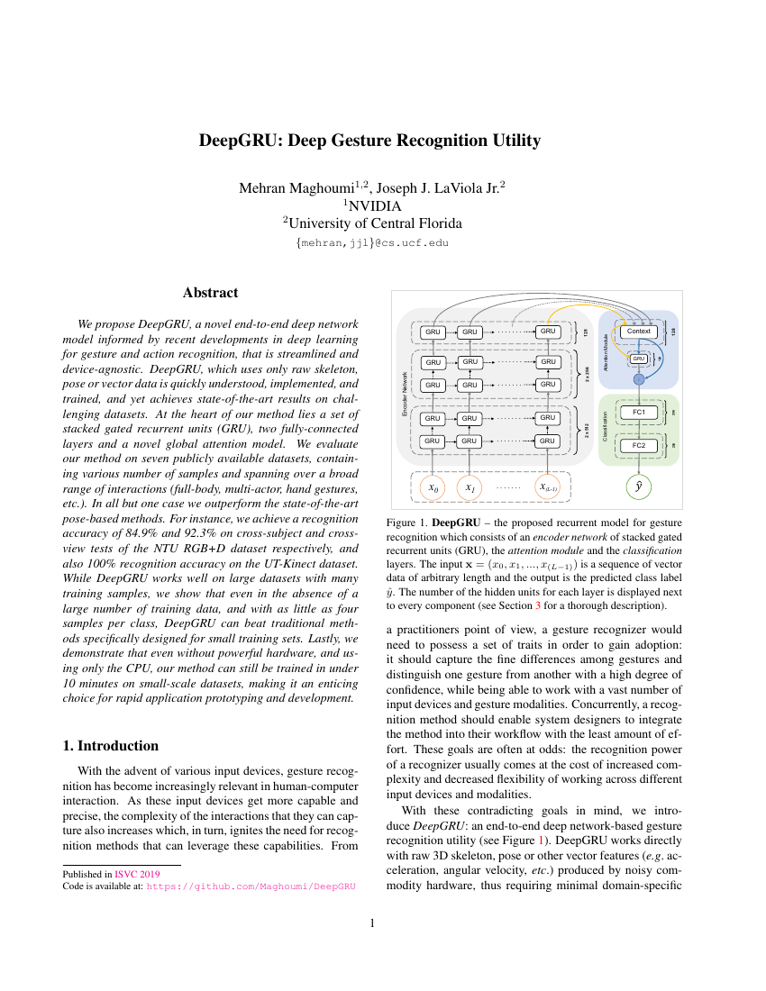 DeepGRU：深度手势识别工具