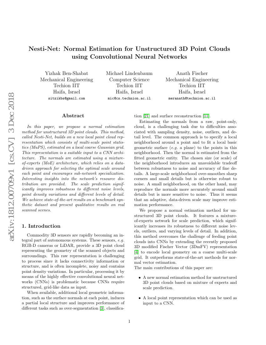 Nesti-Net:使用卷积神经网络对非结构化3D点云进行法线估计