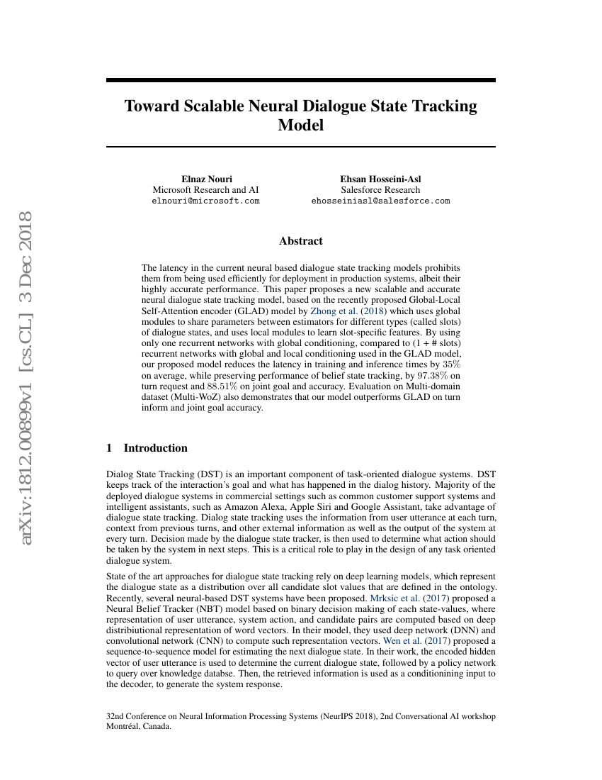 面向可扩展的神经对话状态跟踪模型