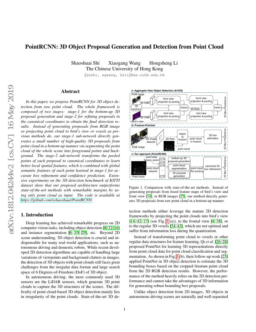 PointRCNN:从点云生成3D物体提案并进行检测