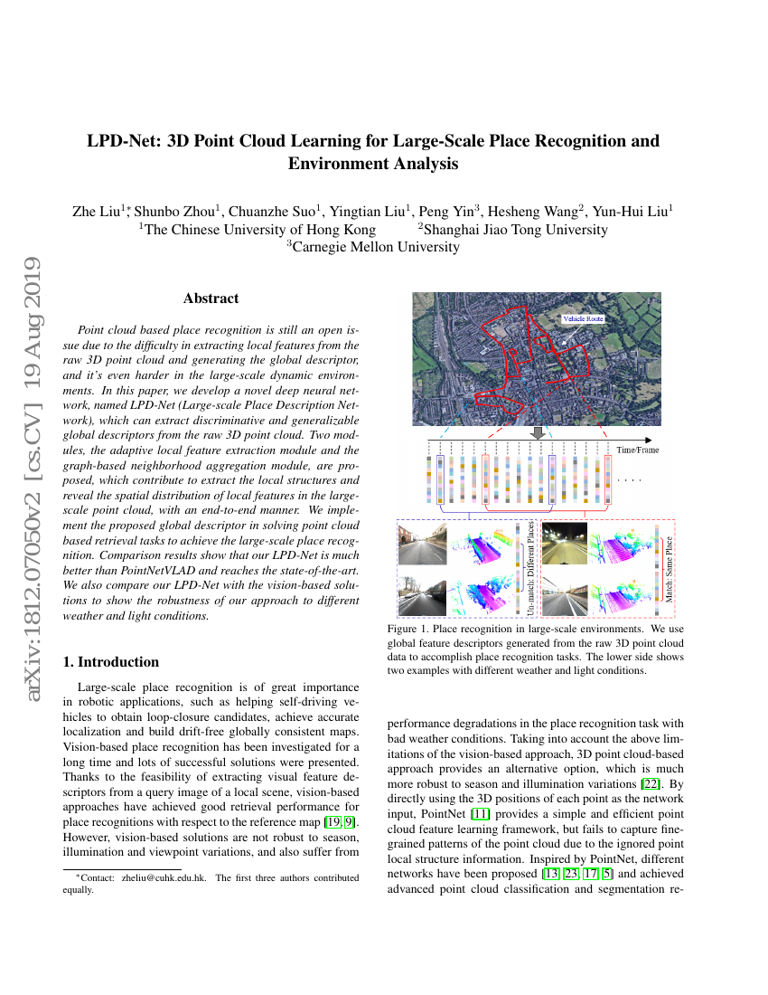 LPD-Net:用于大规模地点识别和环境分析的3D点云学习