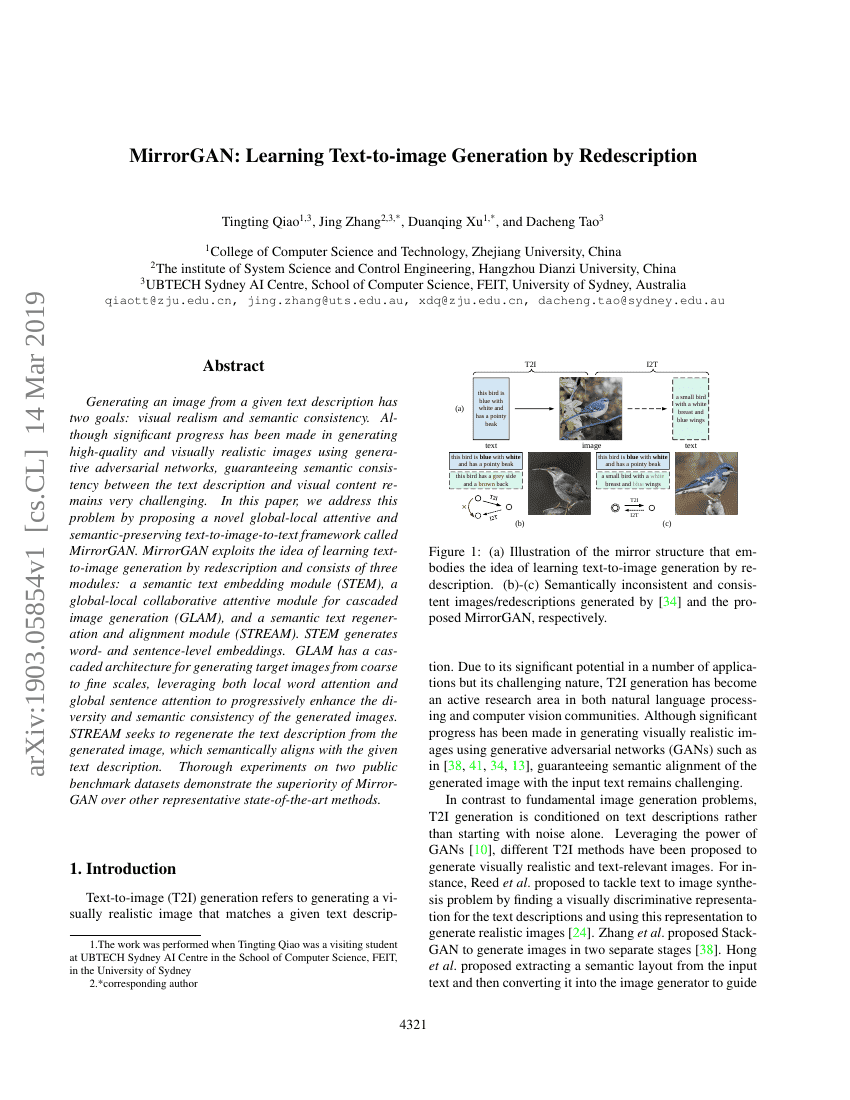 MirrorGAN:通过重描述学习文本到图像生成