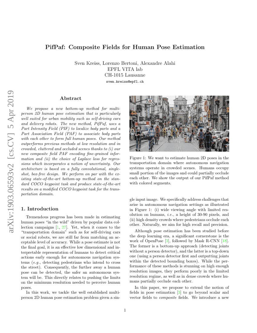 PifPaf:用于人体姿态估计的复合场
