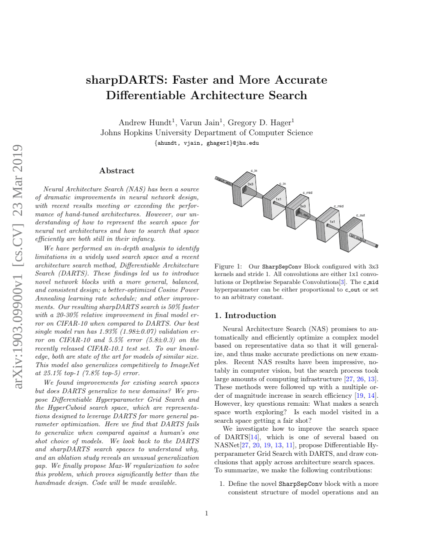 sharpDARTS:更快更准确的可微架构搜索