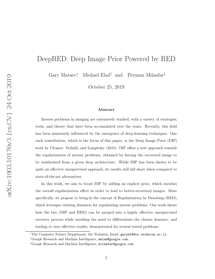 DeepRED:由RED驱动的深度图像先验