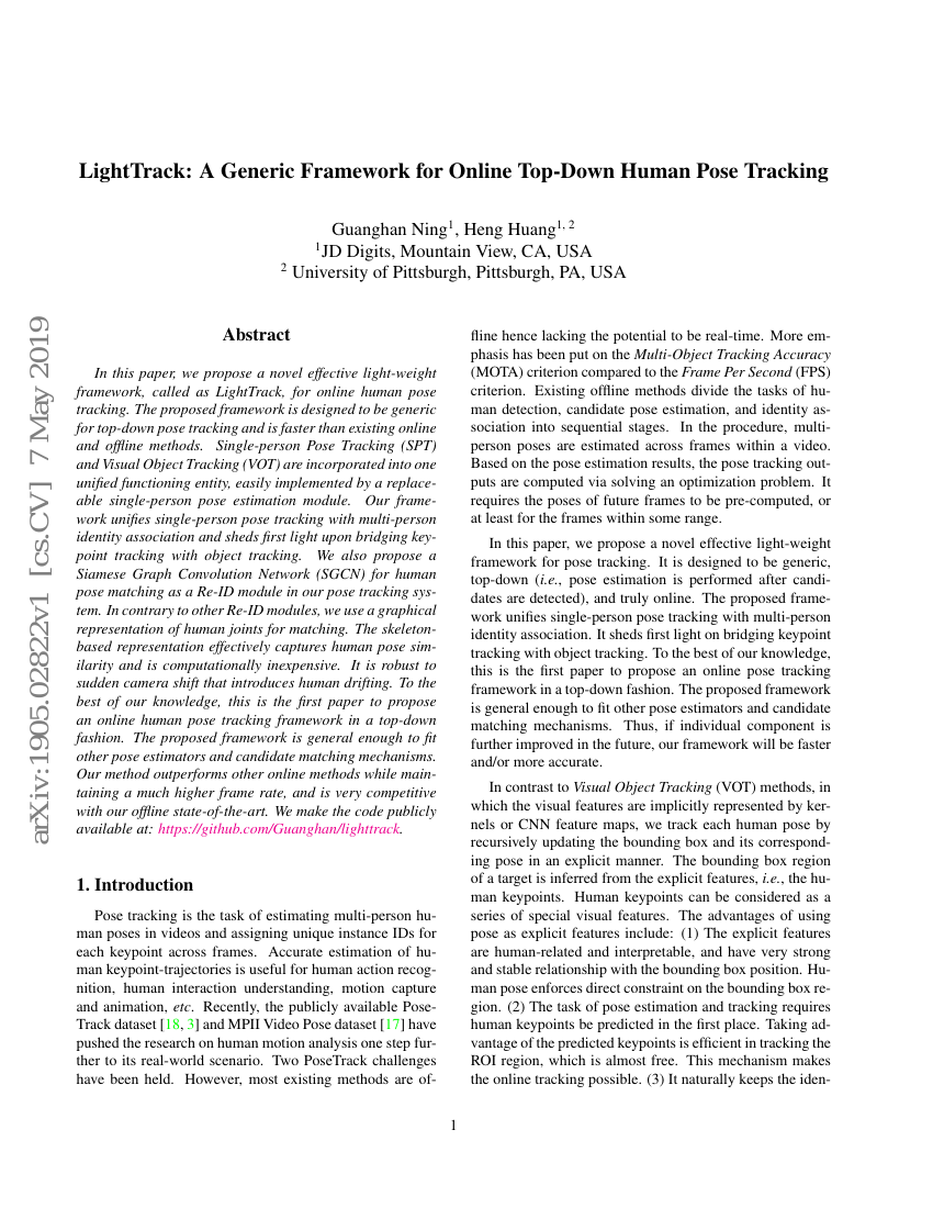 LightTrack: 一种通用的在线自上而下人体姿态跟踪框架