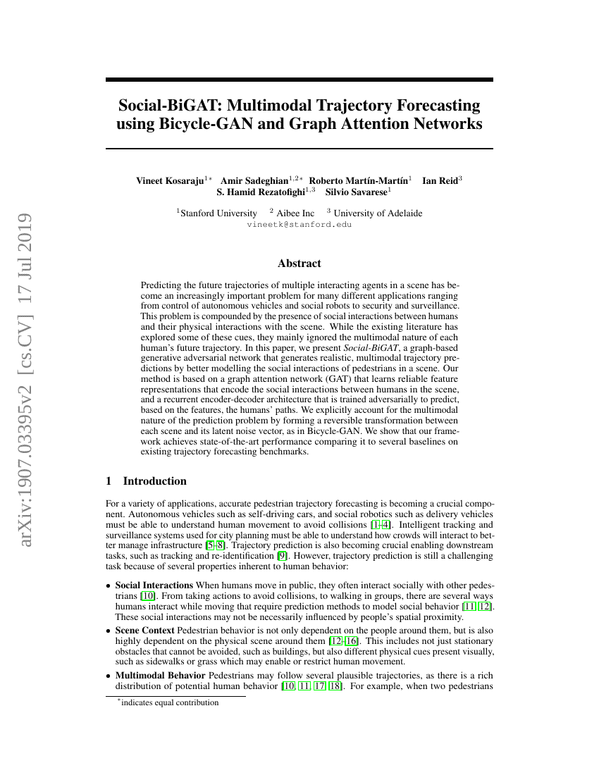 Social-BiGAT:使用Bicycle-GAN和图注意力网络的多模态轨迹预测