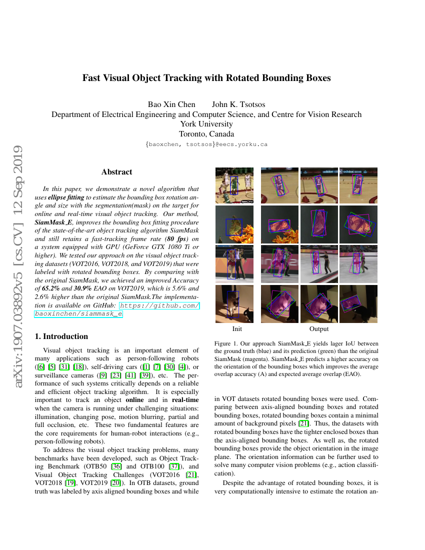 基于旋转边界框的快速视觉目标跟踪