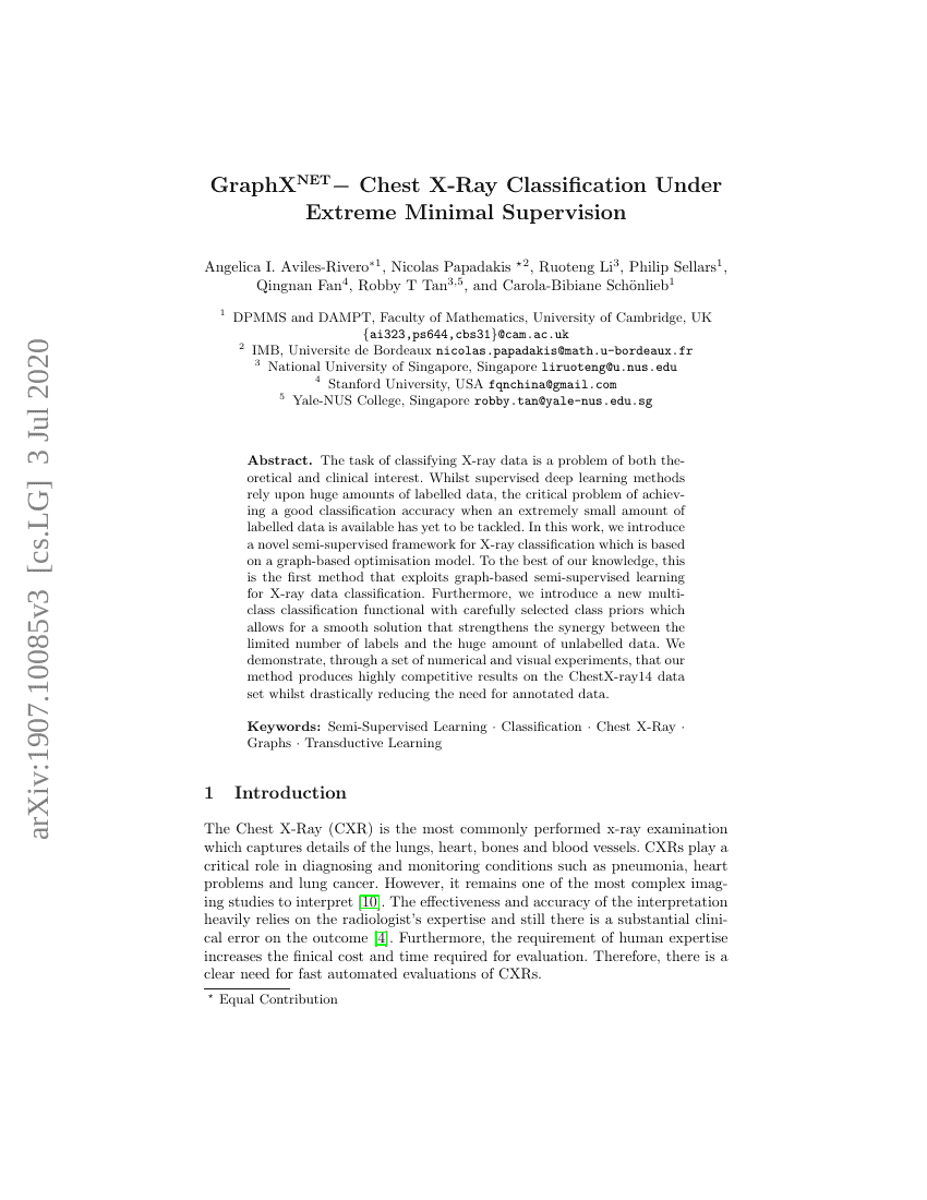 GraphX$^{NET}-$ 极端少量监督下的胸部X光片分类