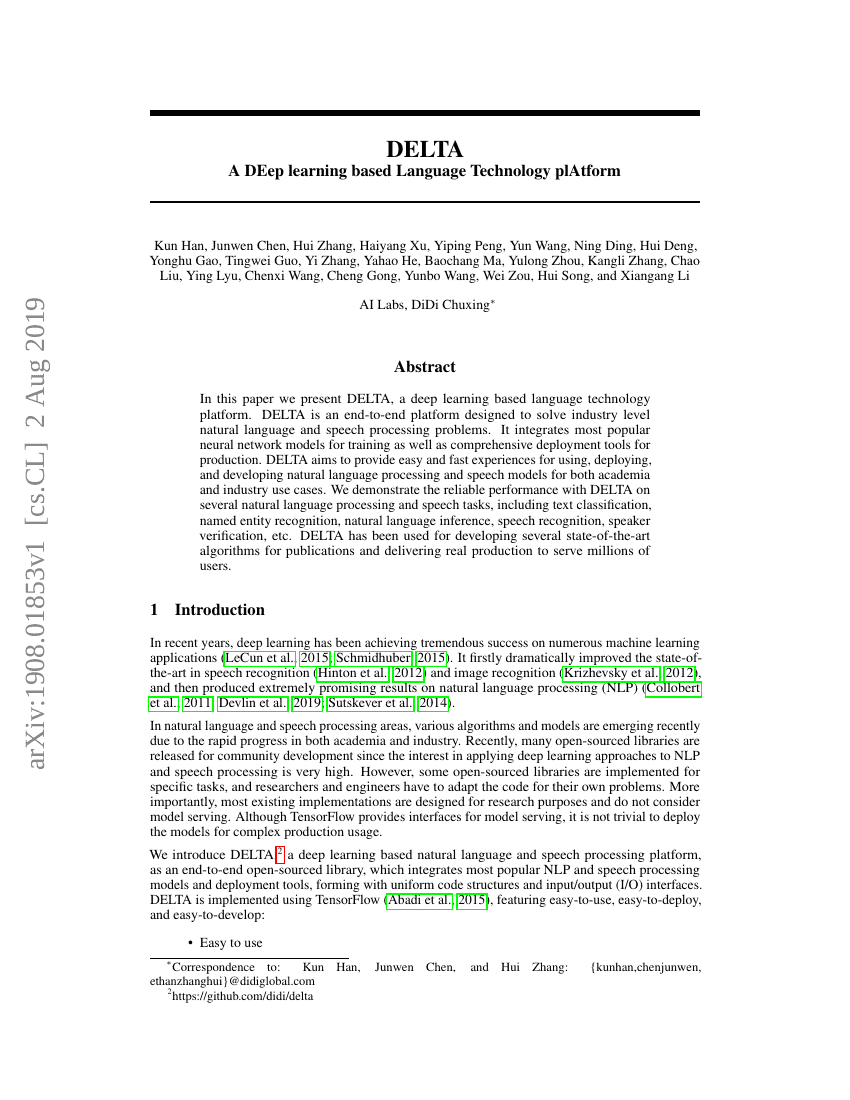 DELTA:基于深度学习的语言技术平台