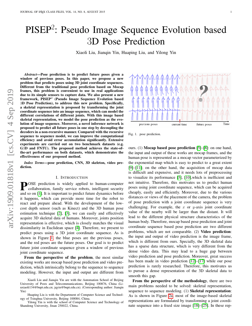 PISEP^2:基于伪图像序列演化的3D姿态预测