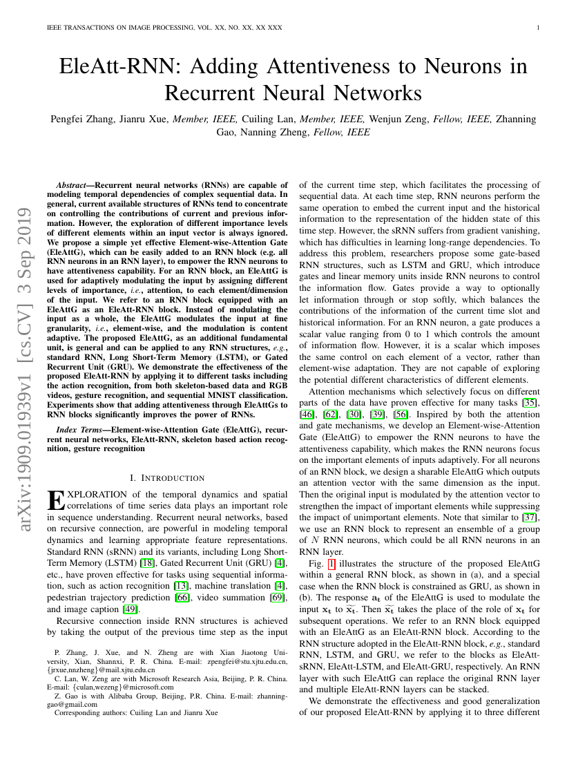 EleAtt-RNN:在循环神经网络中增加注意力机制