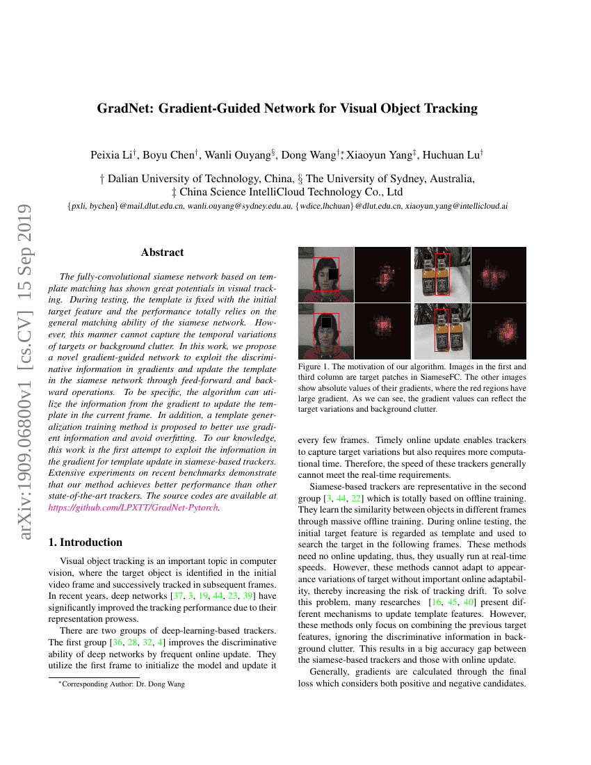 GradNet:基于梯度引导的视觉目标跟踪网络