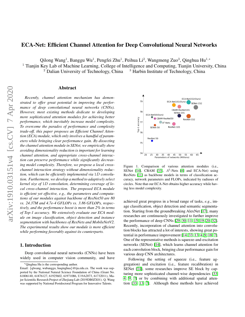 ECA-Net:面向深度卷积神经网络的高效通道注意力机制