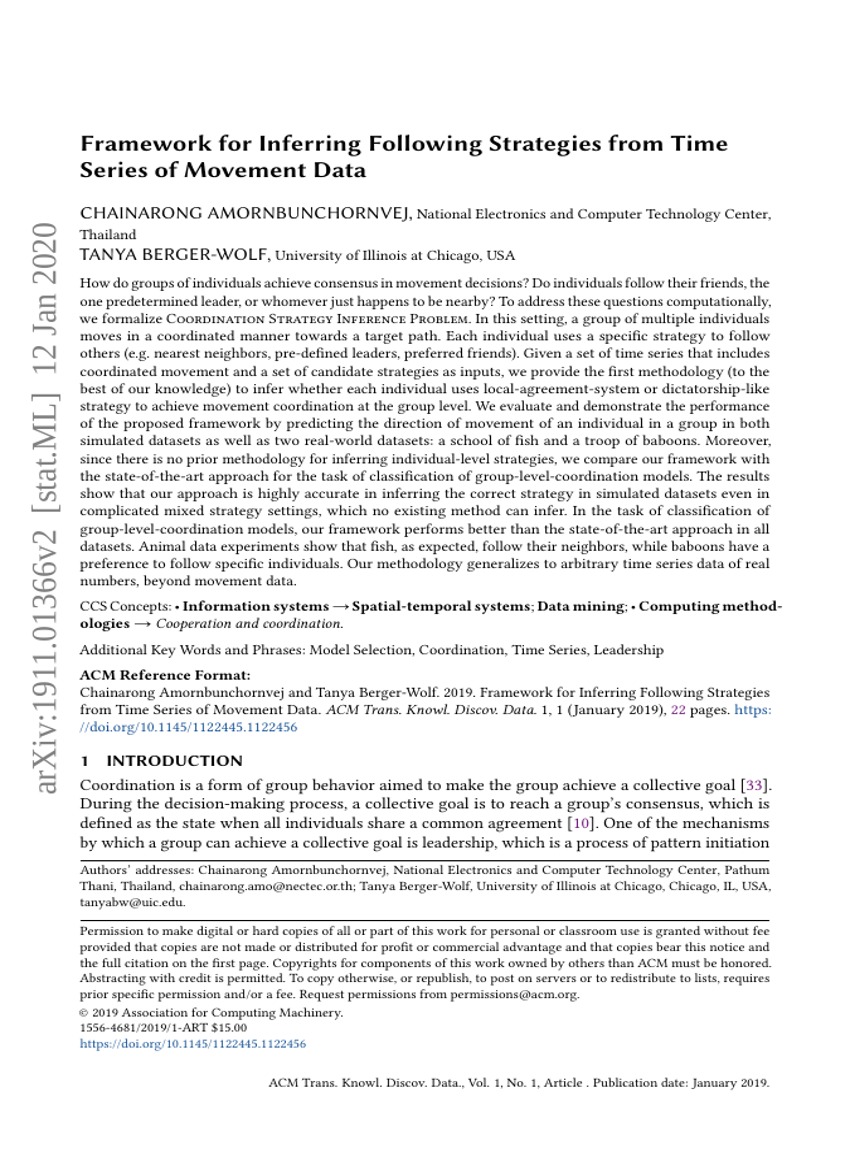 Framework for Inferring Following Strategies from Time Series of Movement Data