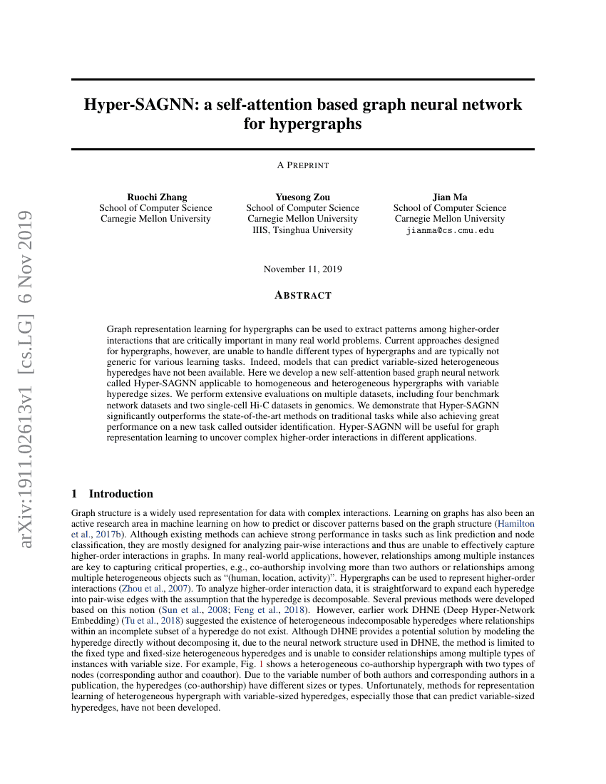Hyper-SAGNN:一种基于自注意力机制的超图神经网络