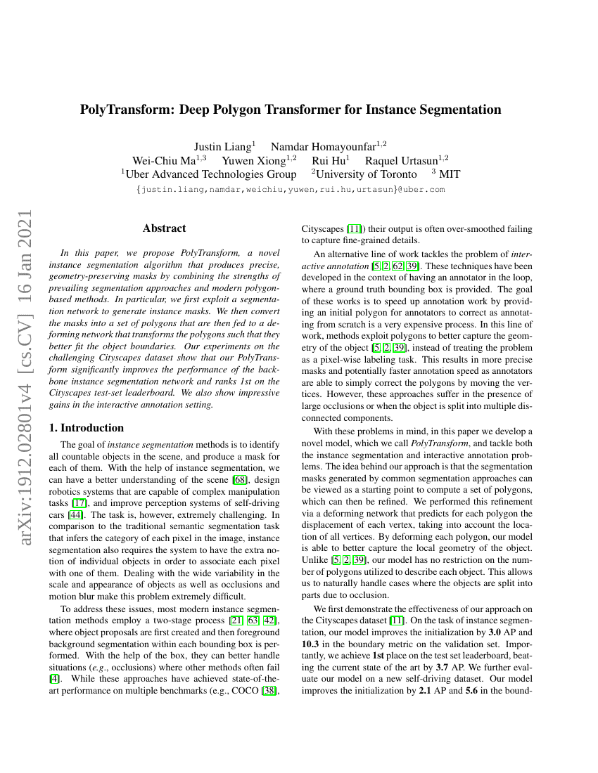 PolyTransform:用于实例分割的深度多边形Transformer
