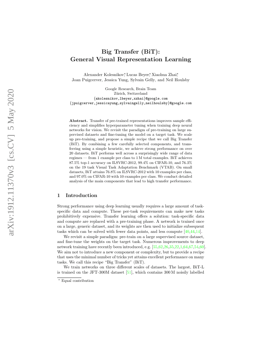 大迁移(Big Transfer,BiT):通用视觉表征学习