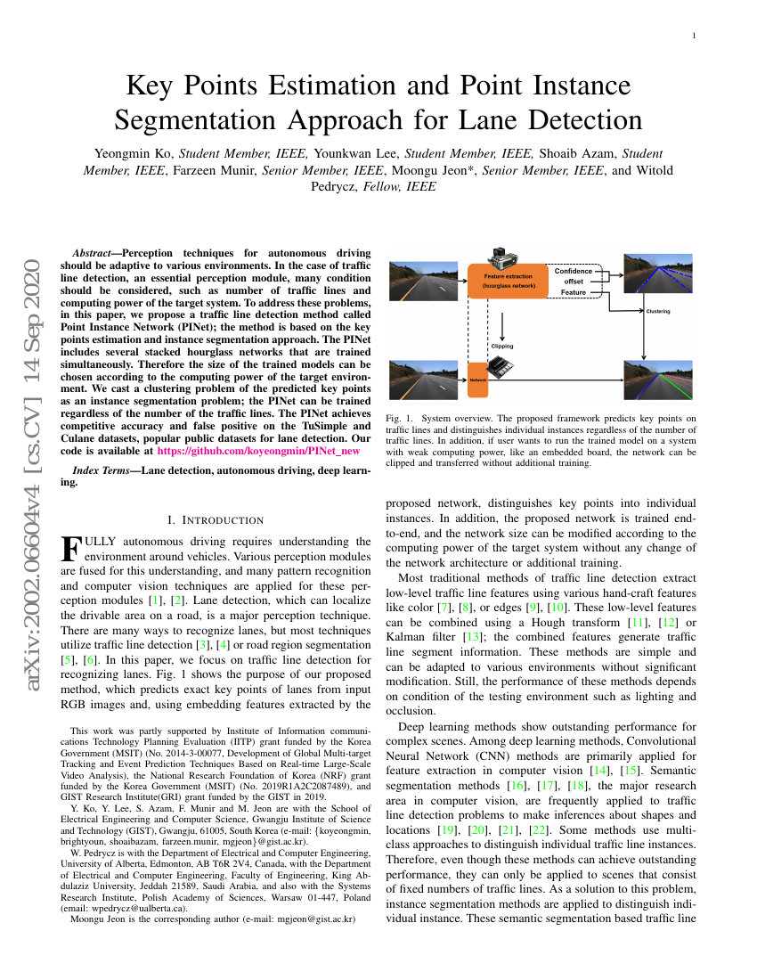 Key Points Estimation and Point Instance Segmentation Approach for Lane ...