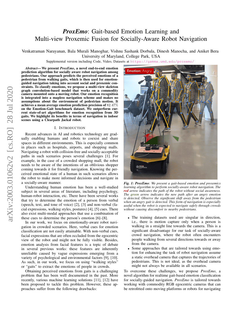 ProxEmo:基于步态的情感学习与多视角近身关系融合的社交感知机器人导航