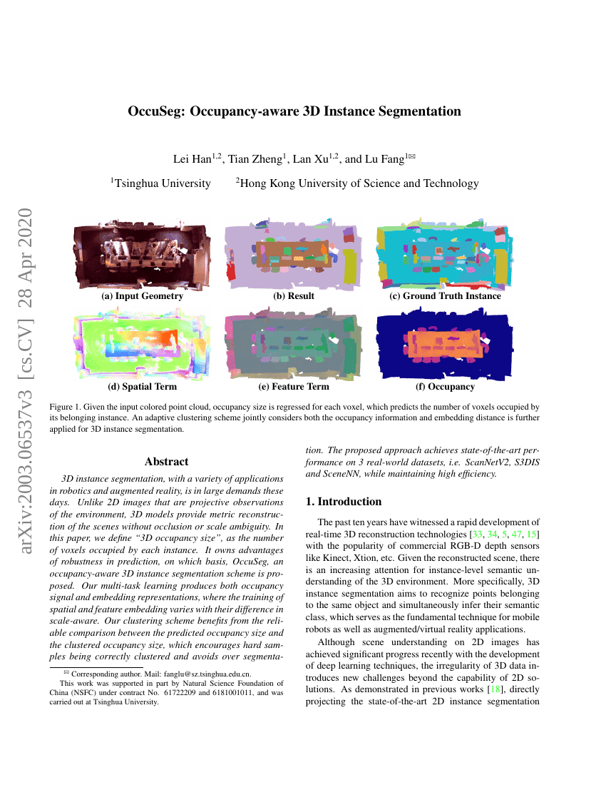 OccuSeg:感知占据信息的3D实例分割