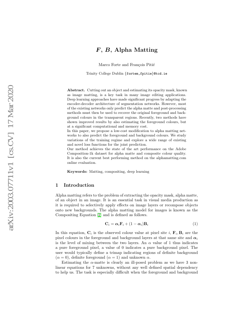 $F$,$B$,Alpha Matting