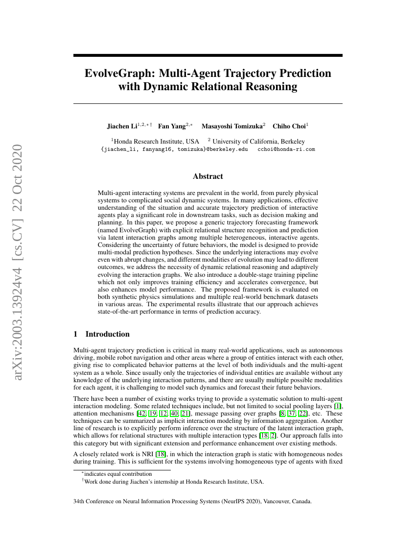 EvolveGraph:基于动态关系推理的多智能体轨迹预测