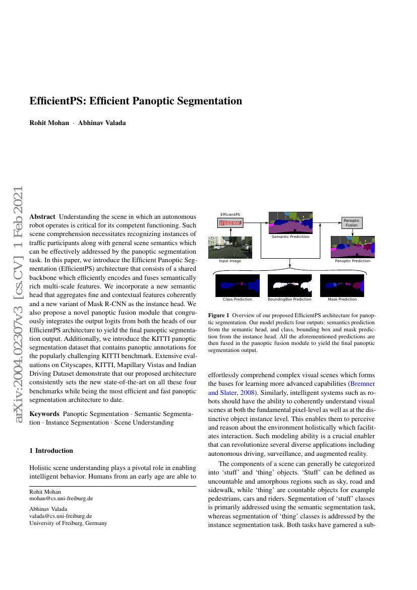 EfficientPS:高效全景分割
