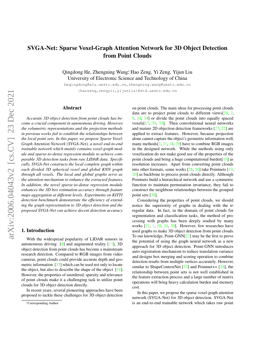 SVGA-Net:基于稀疏体素图注意力机制的点云三维目标检测网络