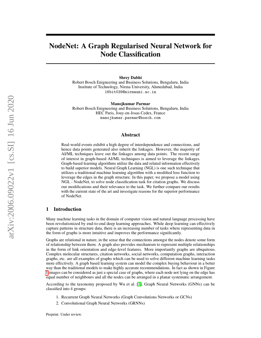 NodeNet：一种用于节点分类的图正则化神经网络