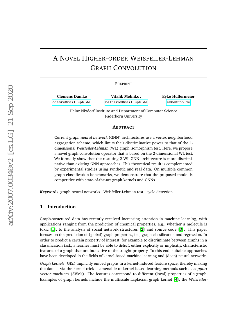 一种新型高阶Weisfeiler-Lehman图卷积