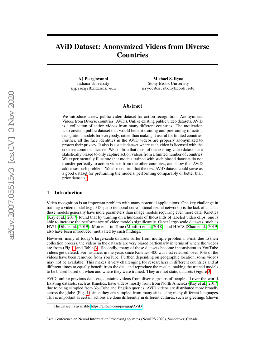 AViD 数据集:来自不同国家的匿名化视频