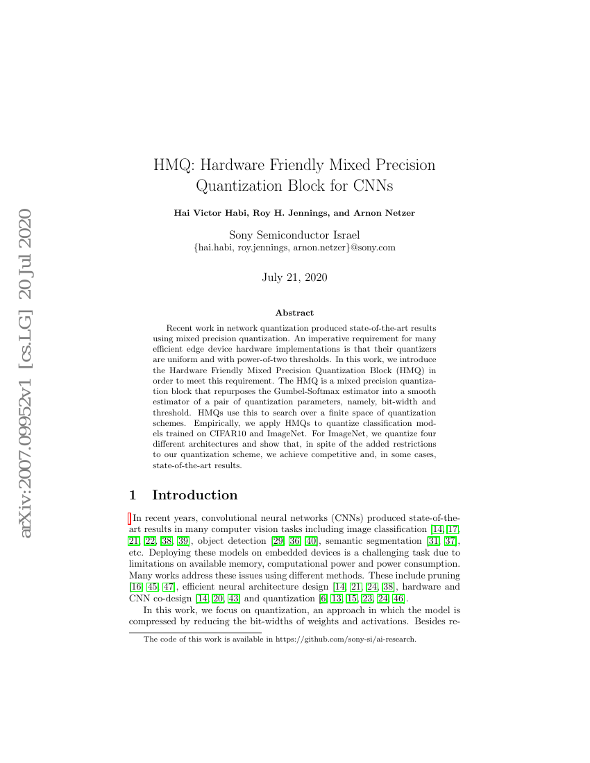 HMQ:面向CNN的硬件友好型混合精度量化模块