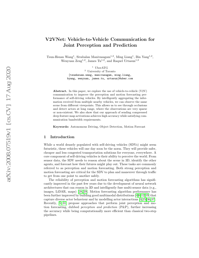 V2VNet:面向联合感知与预测的车对车通信